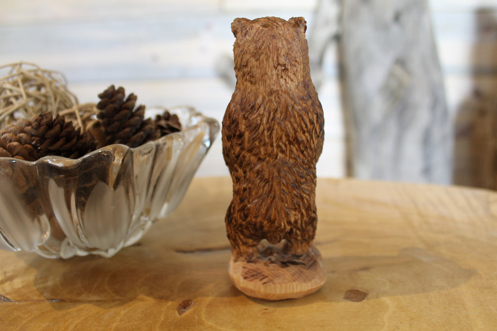 Hand Carved Wooden Birch Standing Bear