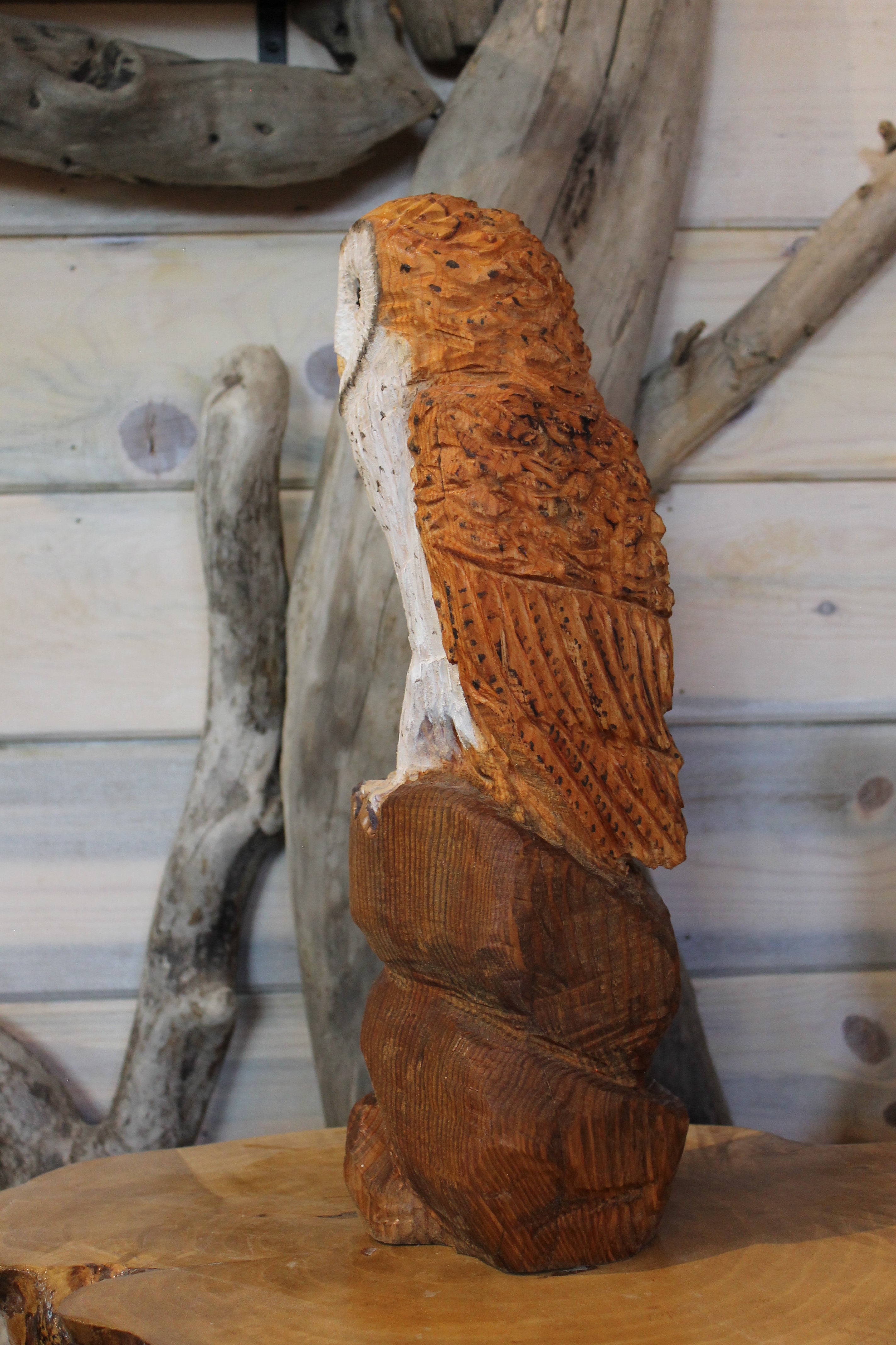 Chainsaw Carved Barn Owl