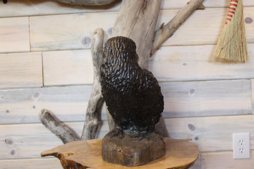 Chainsaw Carved Wooden Raven Statue