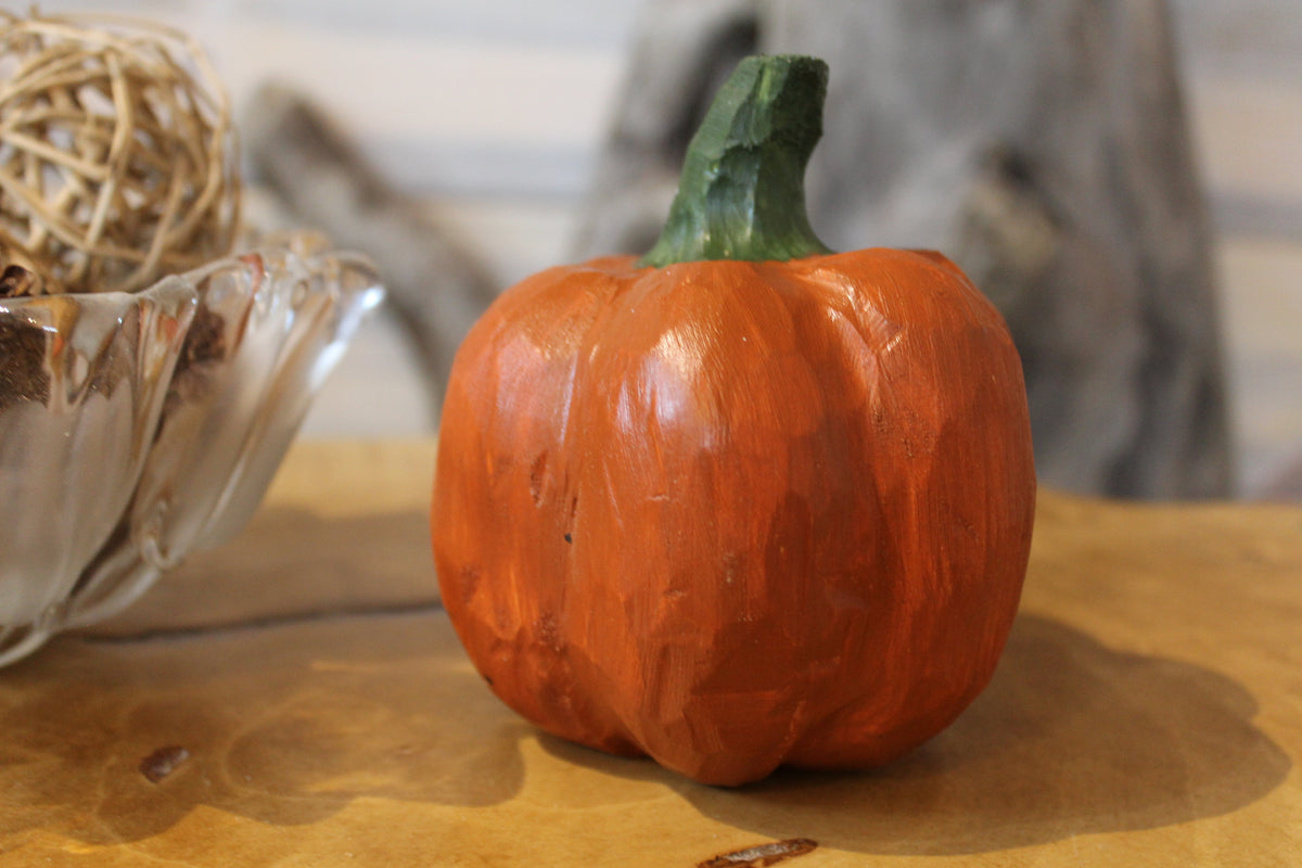 Hand Carved Wooden Pumpkin