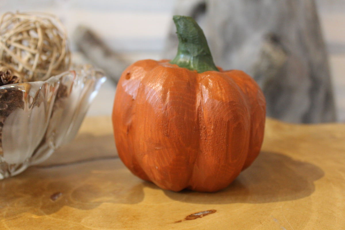 Hand Carved Wooden Pumpkin