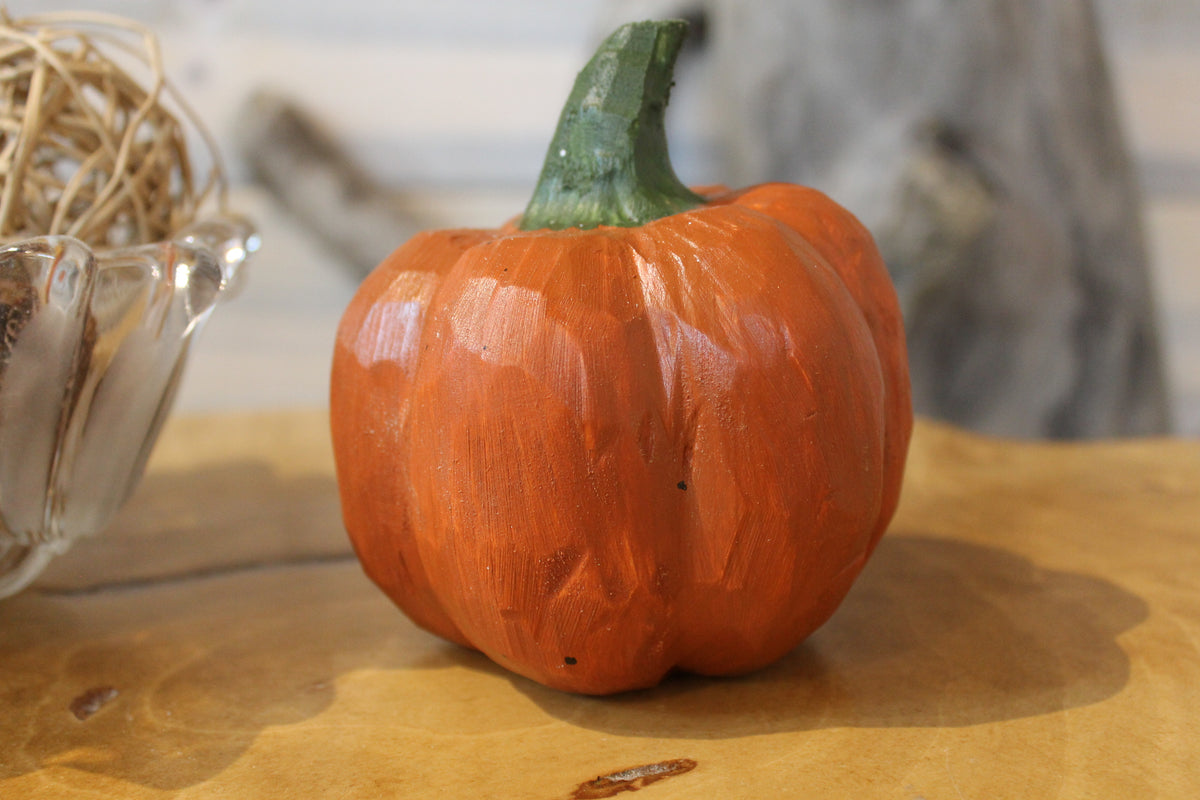 Hand Carved Wooden Pumpkin