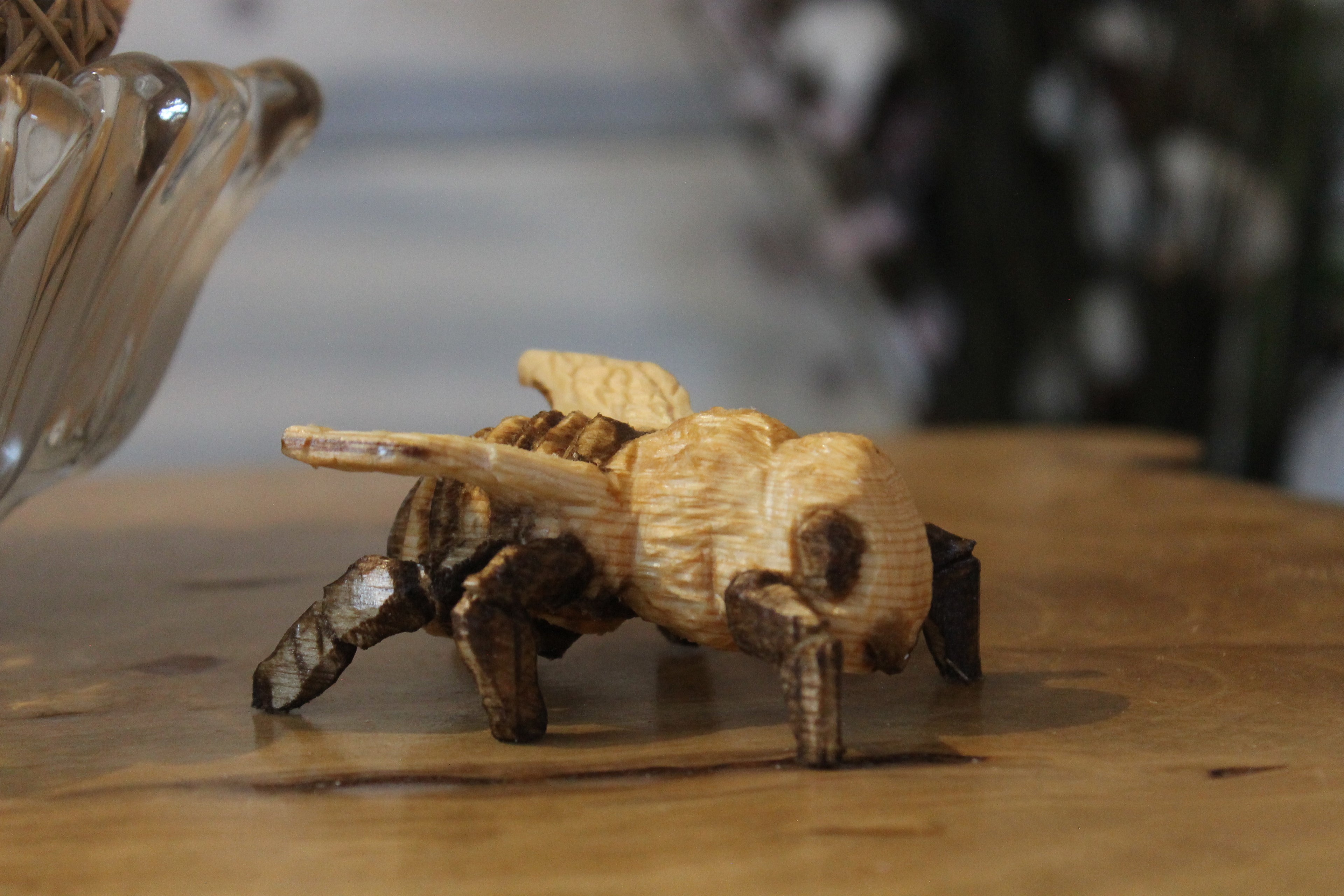 Hand Carved Wooden Bee