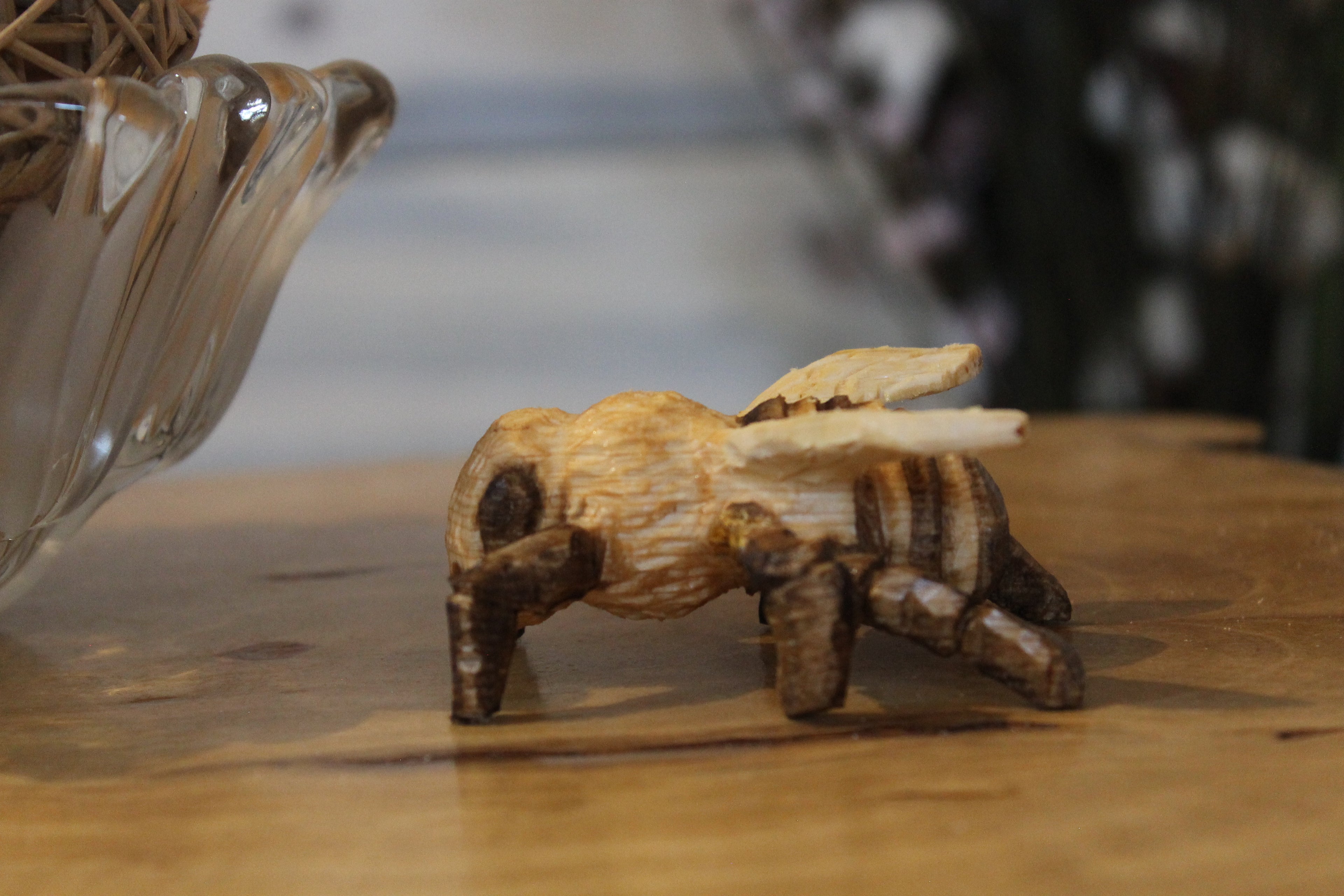 Hand Carved Wooden Bee
