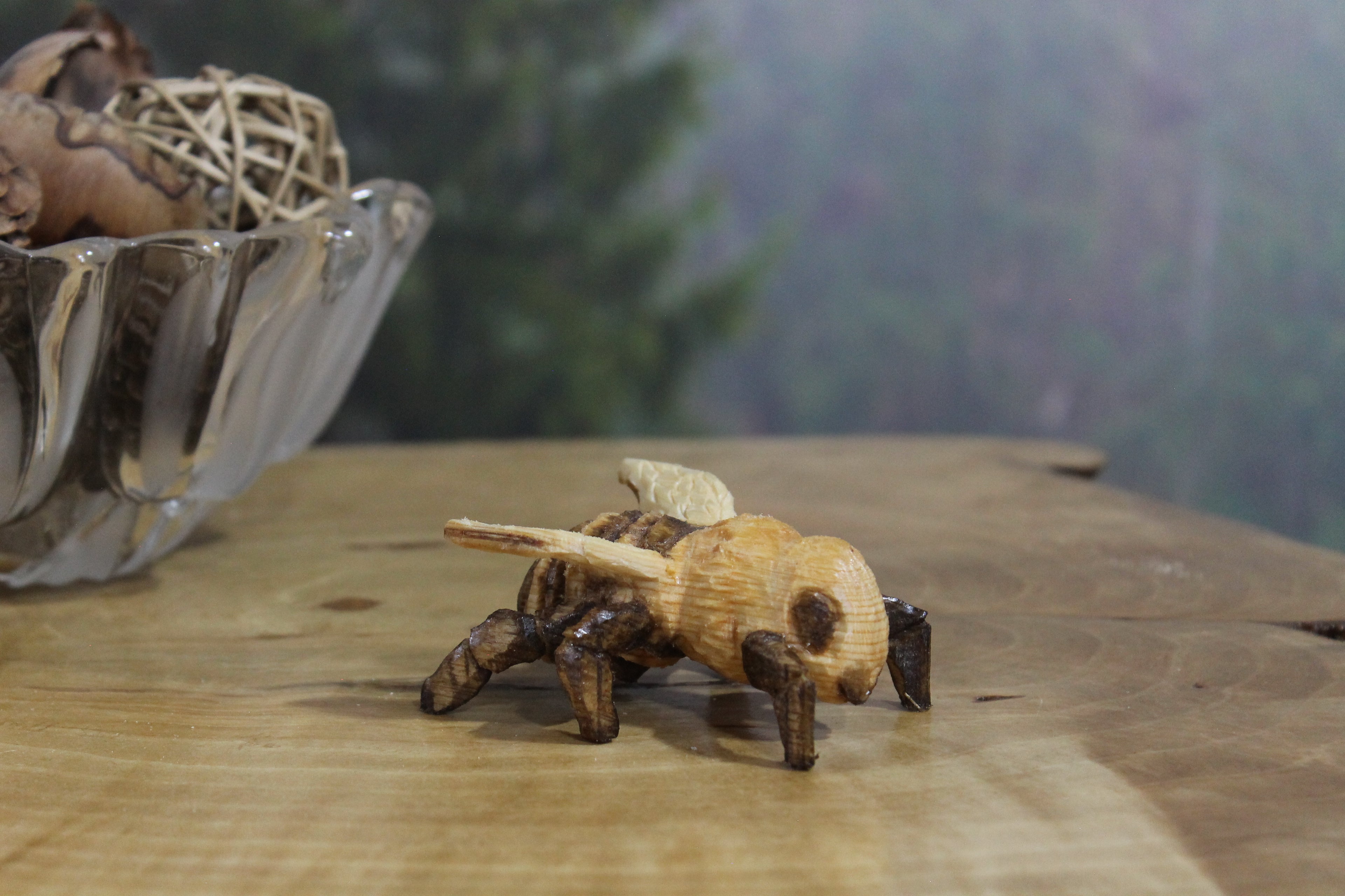 Hand Carved Wooden Bee