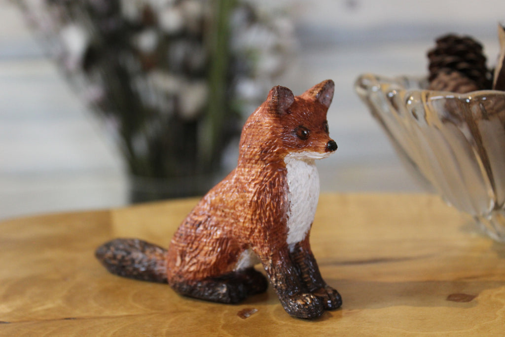 Hand Carved Wooden Fox Figurine