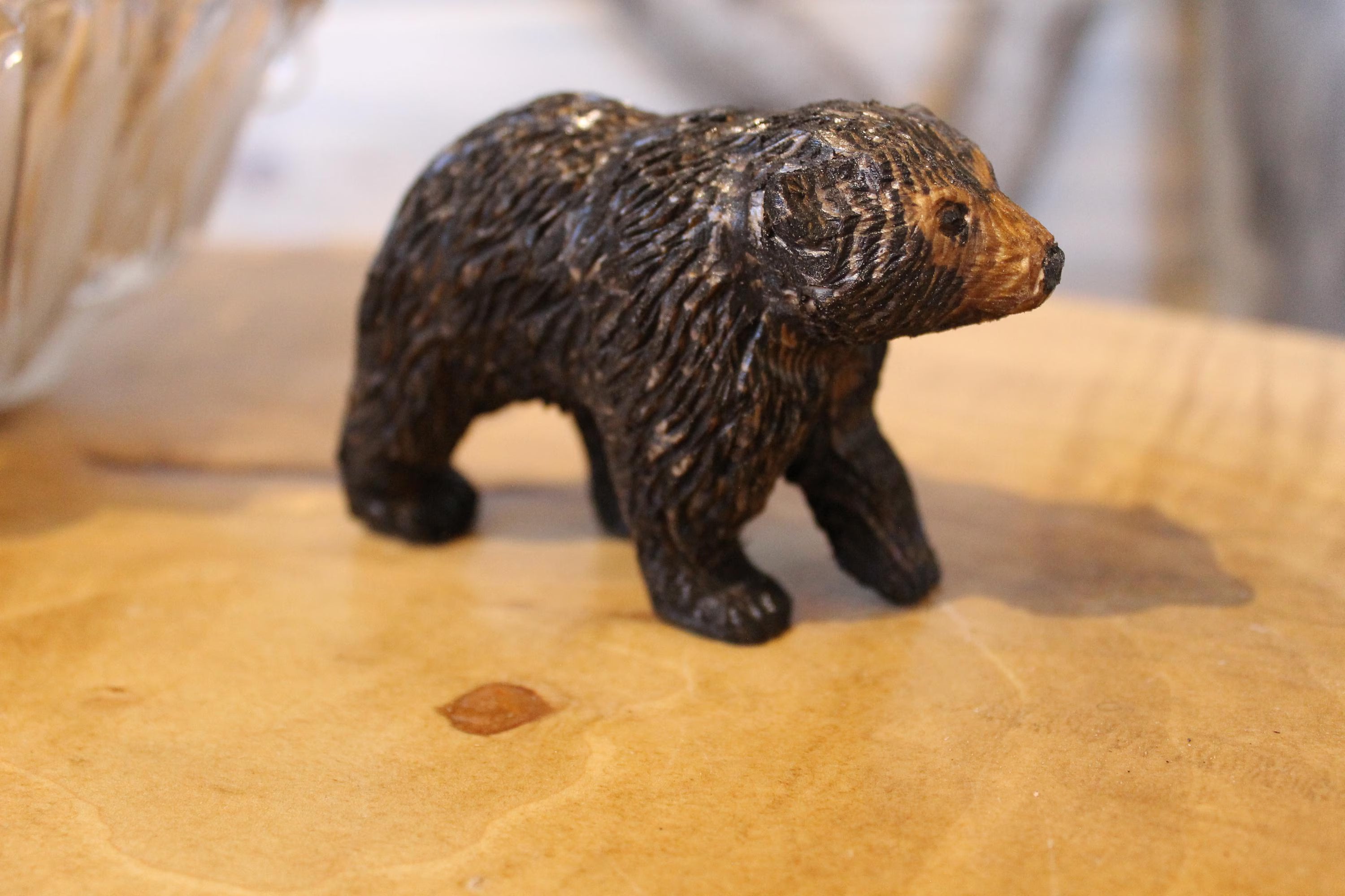 Hand Carved Wooden Walking Bear