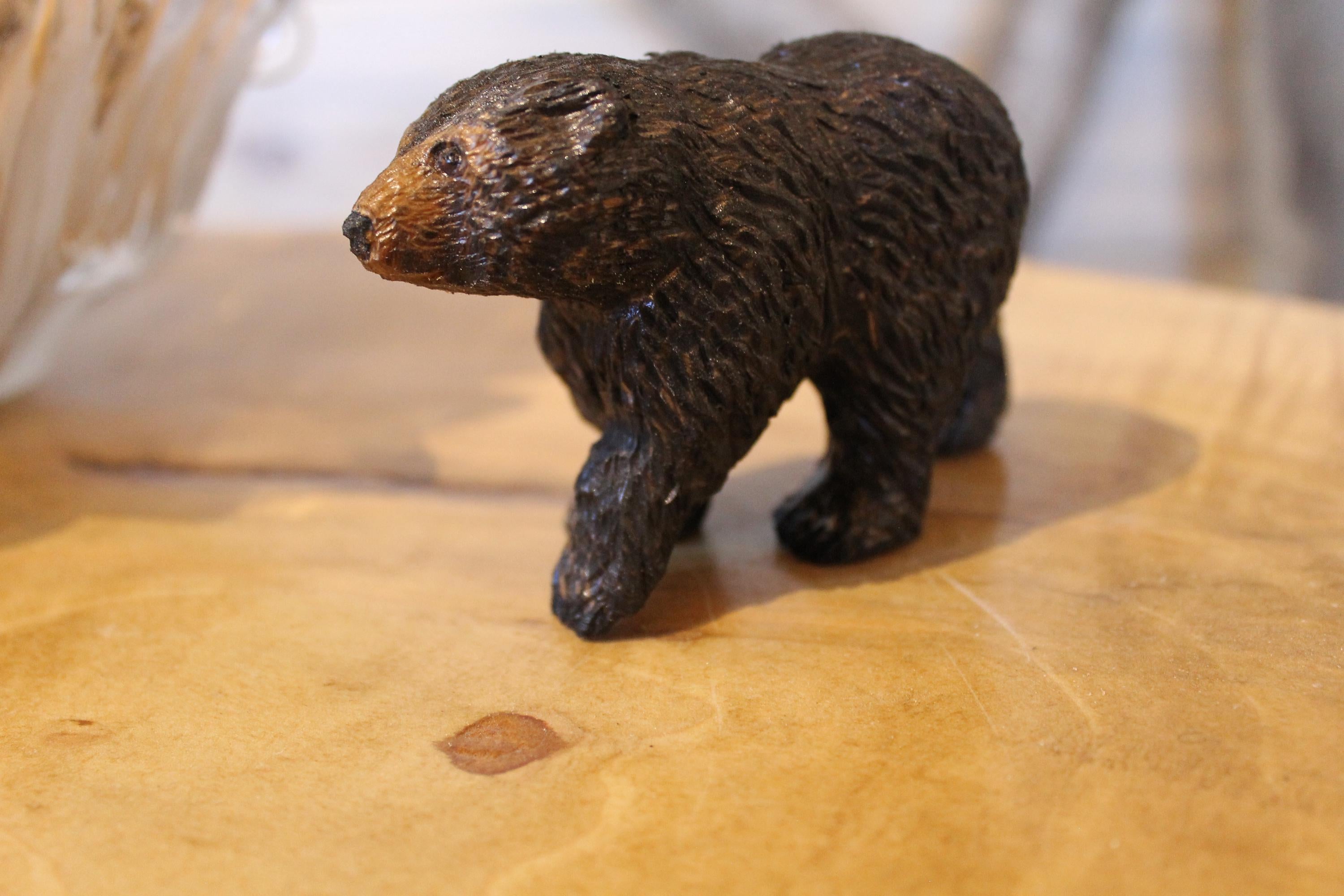 Hand Carved Wooden Walking Bear