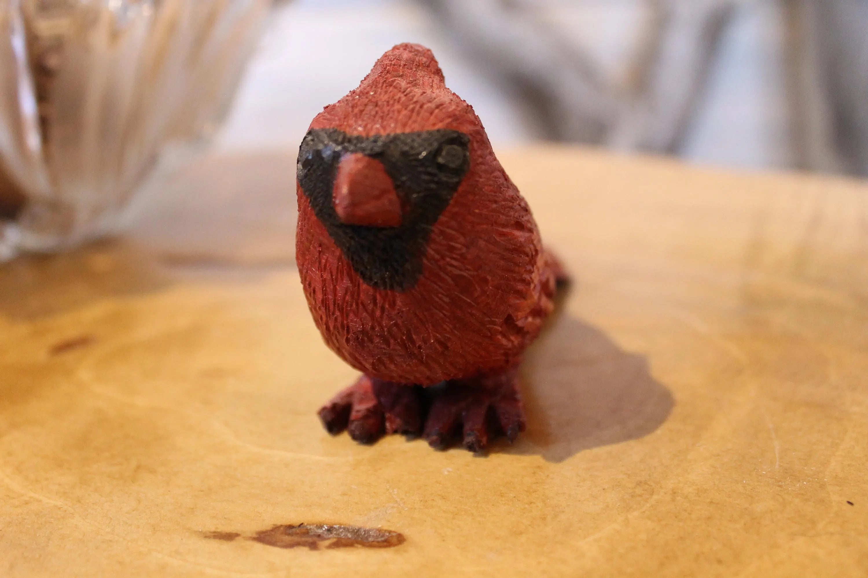 Hand Carved Wooden Cardinal Bird