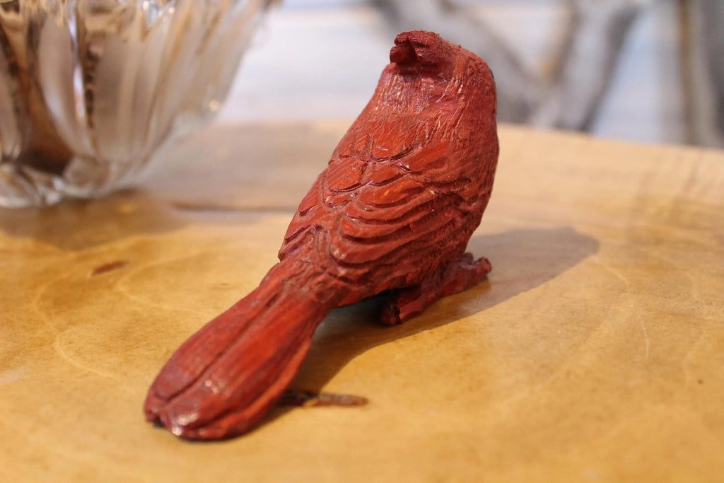 Hand Carved Wooden Cardinal Bird