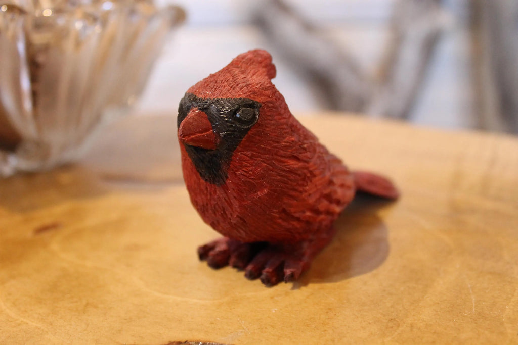 Hand Carved Wooden Cardinal Bird